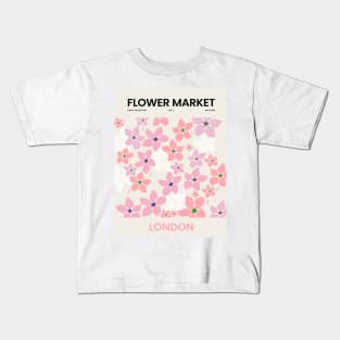 Flower Market Pink-White London Design Kids T-Shirt